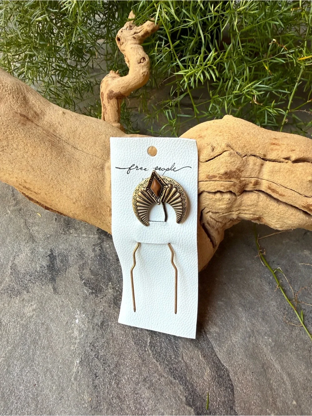 New🌟Free People-Townes-Gold and Brown stone Hair Pin